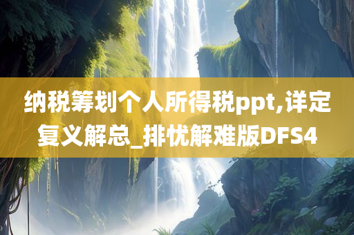 纳税筹划个人所得税ppt,详定复义解总_排忧解难版DFS4