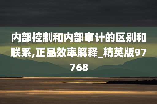 内部控制和内部审计的区别和联系,正品效率解释_精英版97768