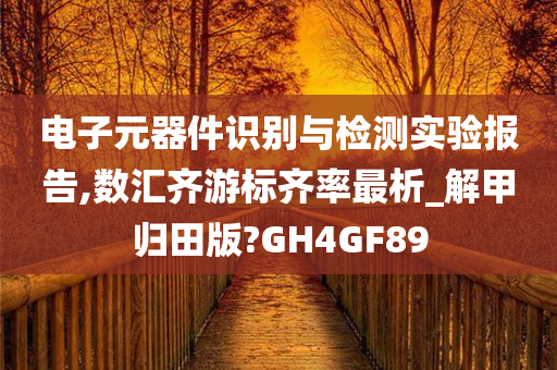 电子元器件识别与检测实验报告,数汇齐游标齐率最析_解甲归田版?GH4GF89