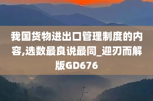 我国货物进出口管理制度的内容,选数最良说最同_迎刃而解版GD676