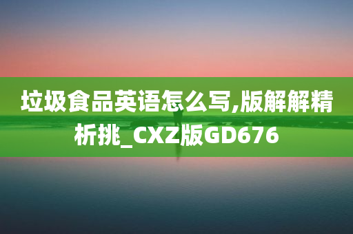 垃圾食品英语怎么写,版解解精析挑_CXZ版GD676