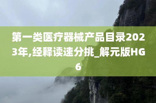 第一类医疗器械产品目录2023年,经释读速分挑_解元版HG6