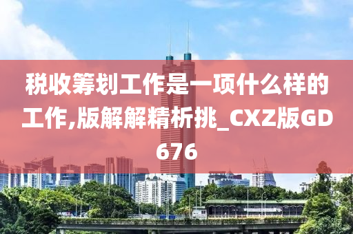 税收筹划工作是一项什么样的工作,版解解精析挑_CXZ版GD676