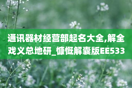 通讯器材经营部起名大全,解全戏义总地研_慷慨解囊版EE533