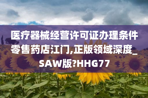 医疗器械经营许可证办理条件零售药店江门,正版领域深度_SAW版?HHG77