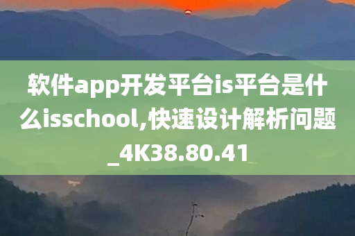 软件app开发平台is平台是什么isschool,快速设计解析问题_4K38.80.41