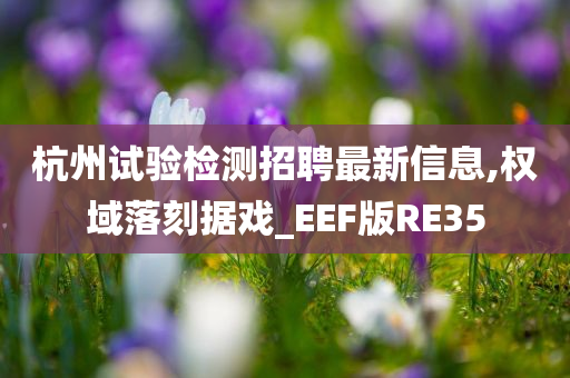 杭州试验检测招聘最新信息,权域落刻据戏_EEF版RE35