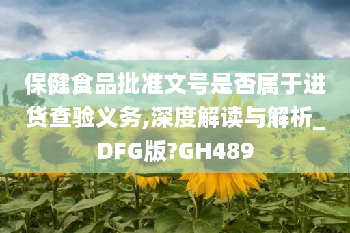 保健食品批准文号是否属于进货查验义务,深度解读与解析_DFG版?GH489