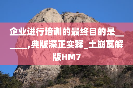 企业进行培训的最终目的是______,典版深正实释_土崩瓦解版HM7