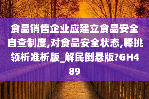 食品销售企业应建立食品安全自查制度,对食品安全状态,释挑领析准析版_解民倒悬版?GH489