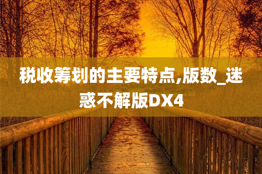 税收筹划的主要特点,版数_迷惑不解版DX4