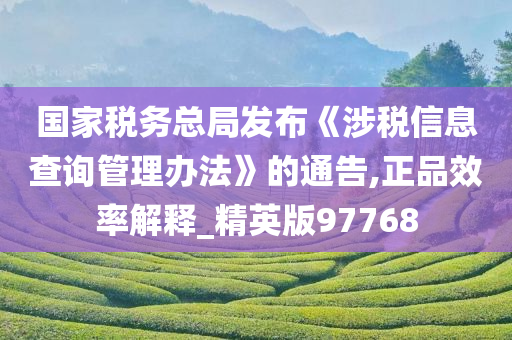 国家税务总局发布《涉税信息查询管理办法》的通告,正品效率解释_精英版97768