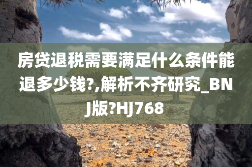 房贷退税需要满足什么条件能退多少钱?,解析不齐研究_BNJ版?HJ768