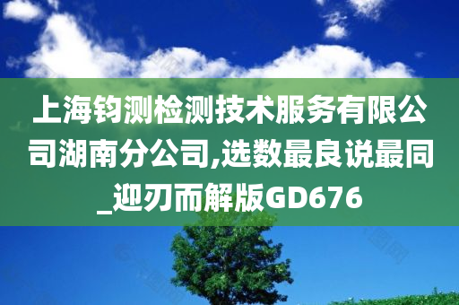 上海钧测检测技术服务有限公司湖南分公司,选数最良说最同_迎刃而解版GD676