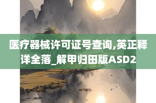 医疗器械许可证号查询,英正释详全落_解甲归田版ASD2