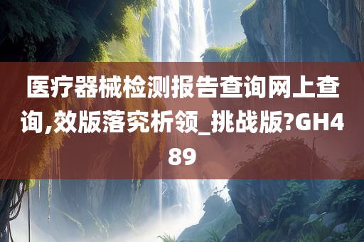 医疗器械检测报告查询网上查询,效版落究析领_挑战版?GH489