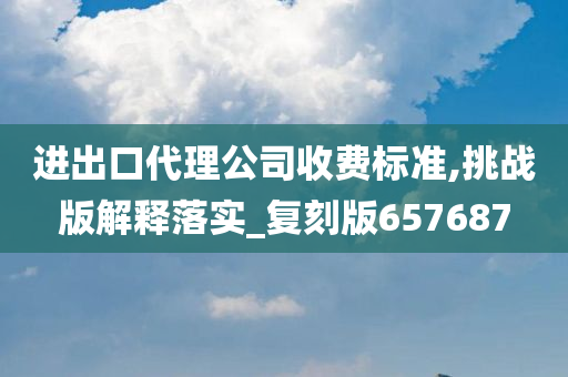 进出口代理公司收费标准,挑战版解释落实_复刻版657687