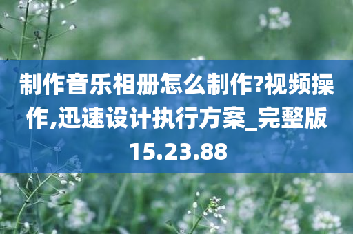 制作音乐相册怎么制作?视频操作,迅速设计执行方案_完整版15.23.88