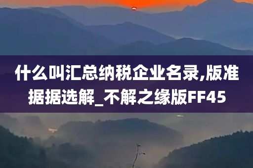 什么叫汇总纳税企业名录,版准据据选解_不解之缘版FF45