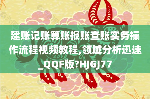 建账记账算账报账查账实务操作流程视频教程,领域分析迅速_QQF版?HJGJ77