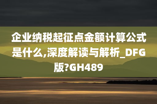 企业纳税起征点金额计算公式是什么,深度解读与解析_DFG版?GH489