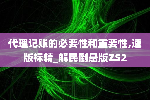 代理记账的必要性和重要性,速版标精_解民倒悬版ZS2