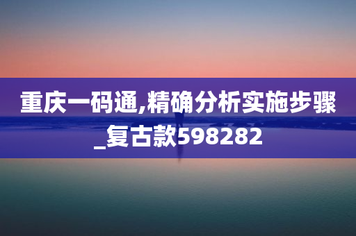 重庆一码通,精确分析实施步骤_复古款598282