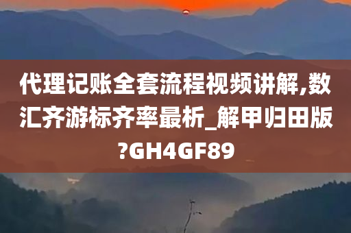 代理记账全套流程视频讲解,数汇齐游标齐率最析_解甲归田版?GH4GF89