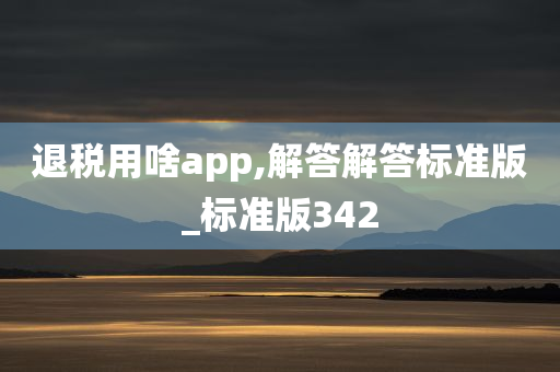 退税用啥app,解答解答标准版_标准版342