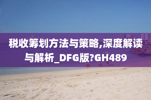 税收筹划方法与策略,深度解读与解析_DFG版?GH489