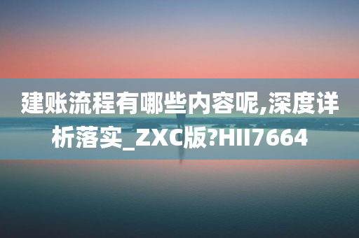 建账流程有哪些内容呢,深度详析落实_ZXC版?HII7664