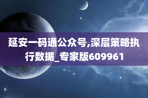 延安一码通公众号,深层策略执行数据_专家版609961