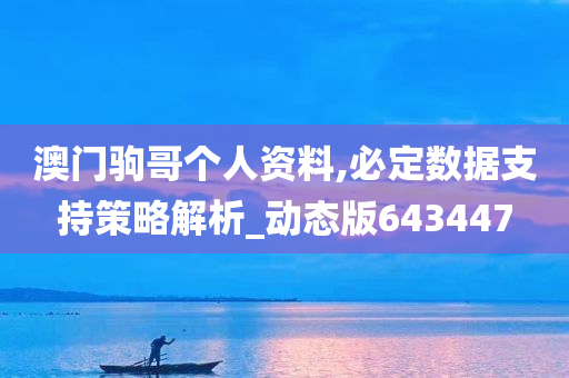 澳门驹哥个人资料,必定数据支持策略解析_动态版643447