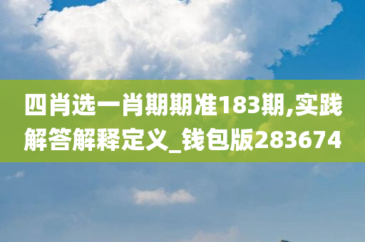 四肖选一肖期期准183期,实践解答解释定义_钱包版283674