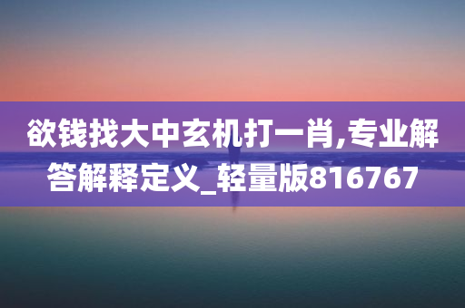 欲钱找大中玄机打一肖,专业解答解释定义_轻量版816767