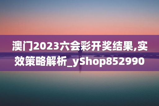 澳门2023六会彩开奖结果,实效策略解析_yShop852990