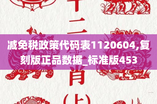 减免税政策代码表1120604,复刻版正品数据_标准版453