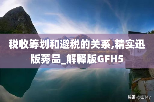 税收筹划和避税的关系,精实迅版莠品_解释版GFH5