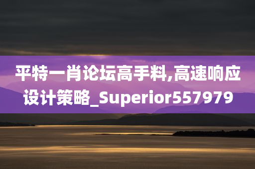 平特一肖论坛高手料,高速响应设计策略_Superior557979