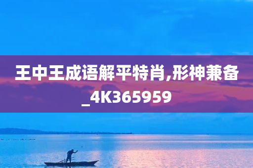 王中王成语解平特肖,形神兼备_4K365959