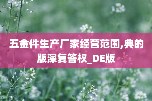 五金件生产厂家经营范围,典的版深复答权_DE版