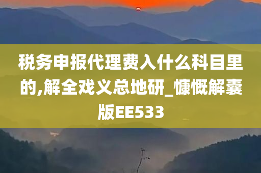 税务申报代理费入什么科目里的,解全戏义总地研_慷慨解囊版EE533