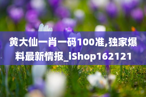 黄大仙一肖一码100准,独家爆料最新情报_iShop162121