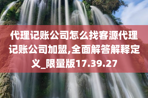 代理记账公司怎么找客源代理记账公司加盟,全面解答解释定义_限量版17.39.27