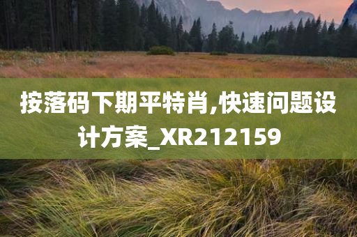 按落码下期平特肖,快速问题设计方案_XR212159