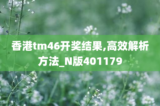 香港tm46开奖结果,高效解析方法_N版401179