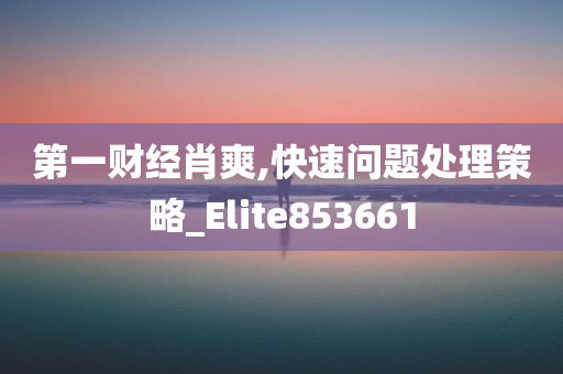 第一财经肖爽,快速问题处理策略_Elite853661