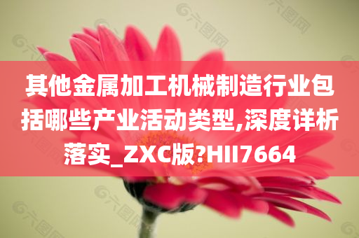 其他金属加工机械制造行业包括哪些产业活动类型,深度详析落实_ZXC版?HII7664