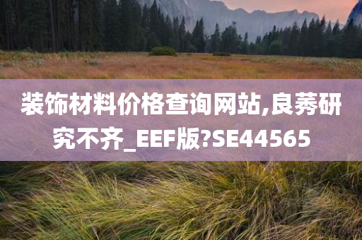 装饰材料价格查询网站,良莠研究不齐_EEF版?SE44565