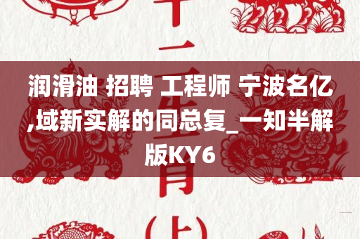 润滑油 招聘 工程师 宁波名亿,域新实解的同总复_一知半解版KY6